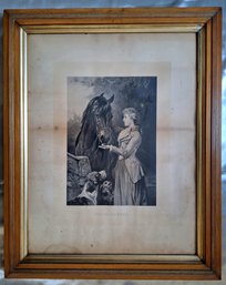 THE THOROUGHBRED By Heywood Hardy Victorian Era Sepia Print Antique Oak Frame Under Glass 34'