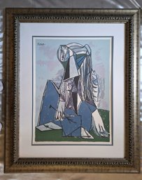 PABLO PICASSO 'THE THINKER' FRAMED UNDER GLASS FACSIMILE SIGNED WITH COA CERTIFICATE 38'