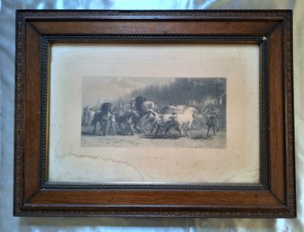 Antique Sepia Print 'The Horse Fair' Paris Engraved By W. Roffe After Rosa Bonheur, Artist 1899.