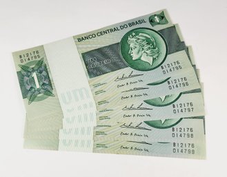 5 Uncirculated Brazilian Paper Money Consecutive # Bills