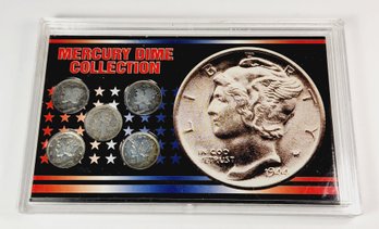 Silver...5 Coin Set Mercury Dime Collection - 1945,35,23,43,19 In Display Case