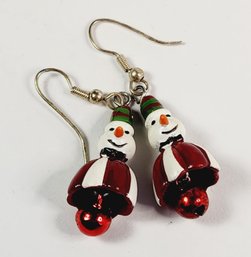 Christmas Snow Men Hanging Earrings