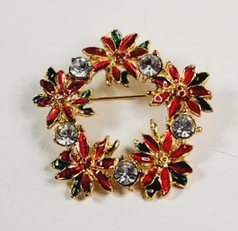 Vintage Gold Tone Christmas Reith Pin/brooch