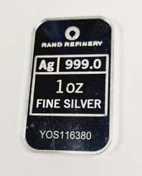 1 Oz .999 Pure Silver Bar - 2013 Rand Refinery The Year Of The Snake