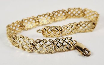 Vintage 14k Yellow Gold Flat Filagree Link Bracelet