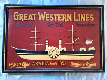 Great Western Shipping Lines 3D Wood Marine Art