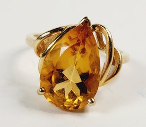 Vintage 14k Yellow Gold Citrine Stone Ring