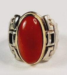 Unique  Red Stone Sterling Silver Solid Ring (yerman LIKE)