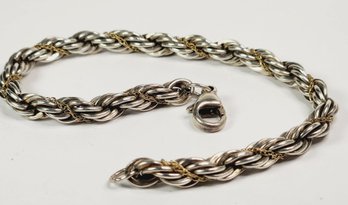 Vintage 2 Tone Sterling Silver Spiral Rope Bracelet