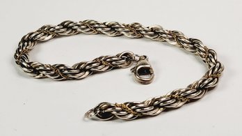Vintage 2 Tone Sterling Silver Spiral Rope Bracelet