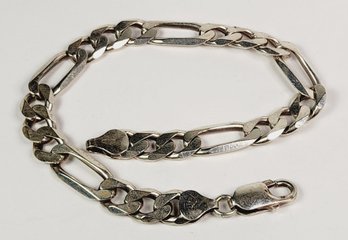 Thick Large  Sterling Silver Italian Figaro Link Bracelet