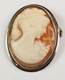 Vintage Sterling Silver Carved Cameo Pin / Brooch / Pendant