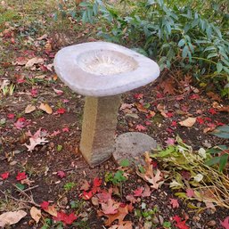 Lovely Vintage Cement Bird Bath - Two Part Plus A Bonus Cement Garden Disc