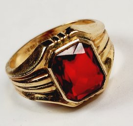Vintage 10k Gold Filled Red Stone Ring