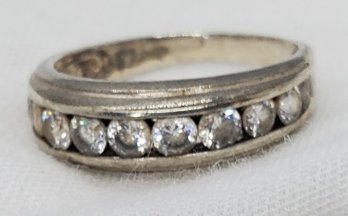 Vintage Sterling Silver Size 7 Anniversary Ring With CZ's ~ 3.25 Grams