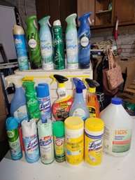 Group Of Cleaning Chemicals / Odor Control. Most Are Full.  Nice Group. ----------------------Loc:S4