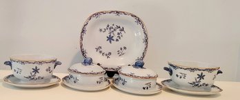 Vintage Rorstrand Of Sweden East Indies Porcelain Platter, Gravy Boats And Butter Dishes