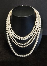 Set Of Five Various Length Faux Pearl Necklaces
