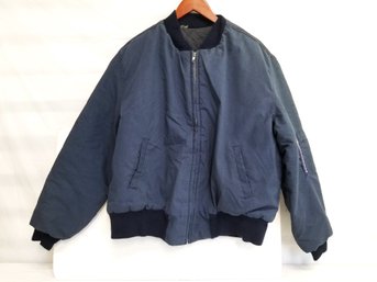 Men's Vintage Classic Pacific Blue Bomber Jacket With Quilted Lining Size XL
