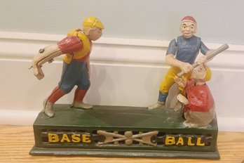 Vintage Baseball Cast Iron Mechanical Bank