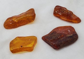 4 Pieces Of Natural Latvian Baltic Amber Polished Pocket Stones
