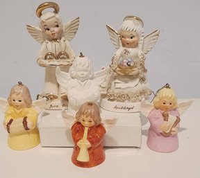 Group Of Six Adorable Ceramic Angels Including Goebel And Napco Perfect For Christmas