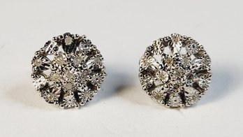 NEW ....... DIAMOND Earrings Set In Sterling Silver   1/10 CTW