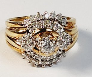 Wow...10k Yellow Gold Diamond Engagement/wedding  Ring SET 1 Ring With 3 Layers