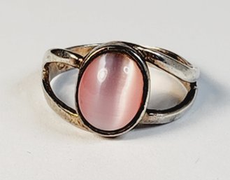 Vintage Sterling Silver Glowing Pink Stone  Ring