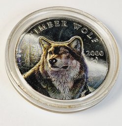 2000 Timber Wolf $10 Republic Of Liberia Colorized Coin