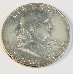 1963 -d Franklin Silver Half Dollar (last Year Of Franklins)