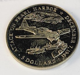 2000 Attack On Pearl Harbor  -$5 Republic Of Liberia Coin