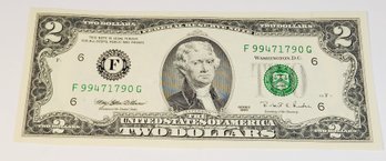 1995 Federal Reserve Note $2 Dollar Crisp Uncirculated Bill