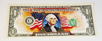 1999 United States Of America *Flowing Flag* Legal Tender $1 Bill COLORIZED