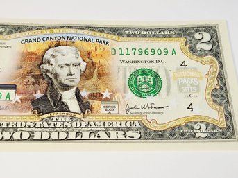 2003 Grand Canyon National Park Colorized $2 Dollar Bill/ Note