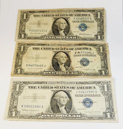 3  - $1 1935(1) (no In God We Trust) And 1957 (2) Blue Seal Silver Certificates