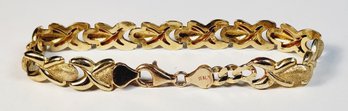 10k Italian Yellow Gold 'XO' Design Flat Link Bracelet