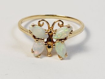 Sweet .....14k Yellow Gold OPAL Stone Butterfly Ring