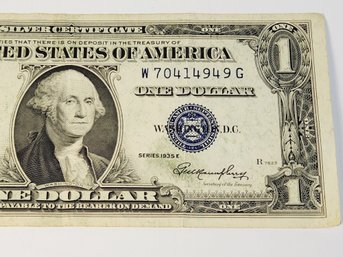 1935 $1 Dollar Blue Seal Silver Certificate Semi Crispy(no In God We Trust)