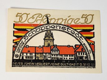 Antique.... 1920s Notgeld  50 PF Bank Note German German For 'emergency Money' UNC Condition