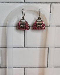 Beautiful Pink Stone Fashion Handbag Earrings