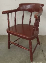 19th Century Captains Chair In Red Paint