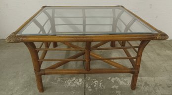 Square Bamboo And Glass Coffee Table