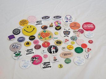Vintage Retro Novelty Pinback Buttons - Smiley Faces, Garfield, Alf, American Cancer Society & More (Lot A)