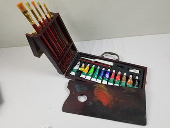 Painting Set Oil Color Carry Wood Box