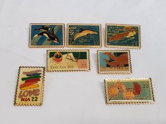 Vintage 1980s USPS Stamp Design Commemorative Pinback Buttons (Lot F)