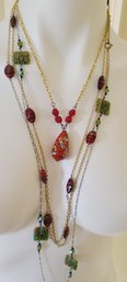 Three Glass And Lucite Vintage Beaded Necklaces