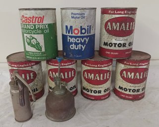 Seven Vintage Unopened Oil Cans