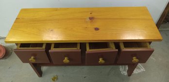 Contemporary Pine Country Bench With Four Drawers