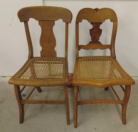 Two Antique Cane Seat Side Chairs